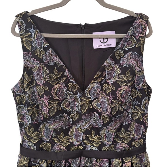 JS Collections Metallic Floral Lace Fit and Flare Midi Dress Size 14 - Picture 5 of 13